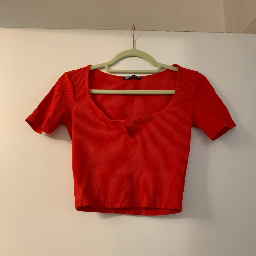 Zara Scarlet Ribbed Crop Top